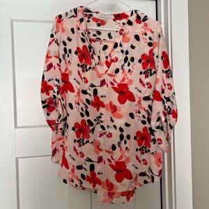 Chaus Floral Blouse in Red and Pink